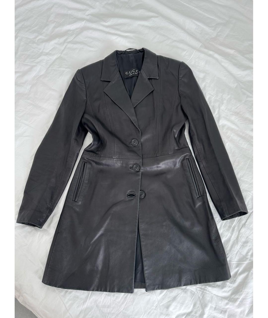 GUCCI Черный кожаный тренч/плащ, фото 7