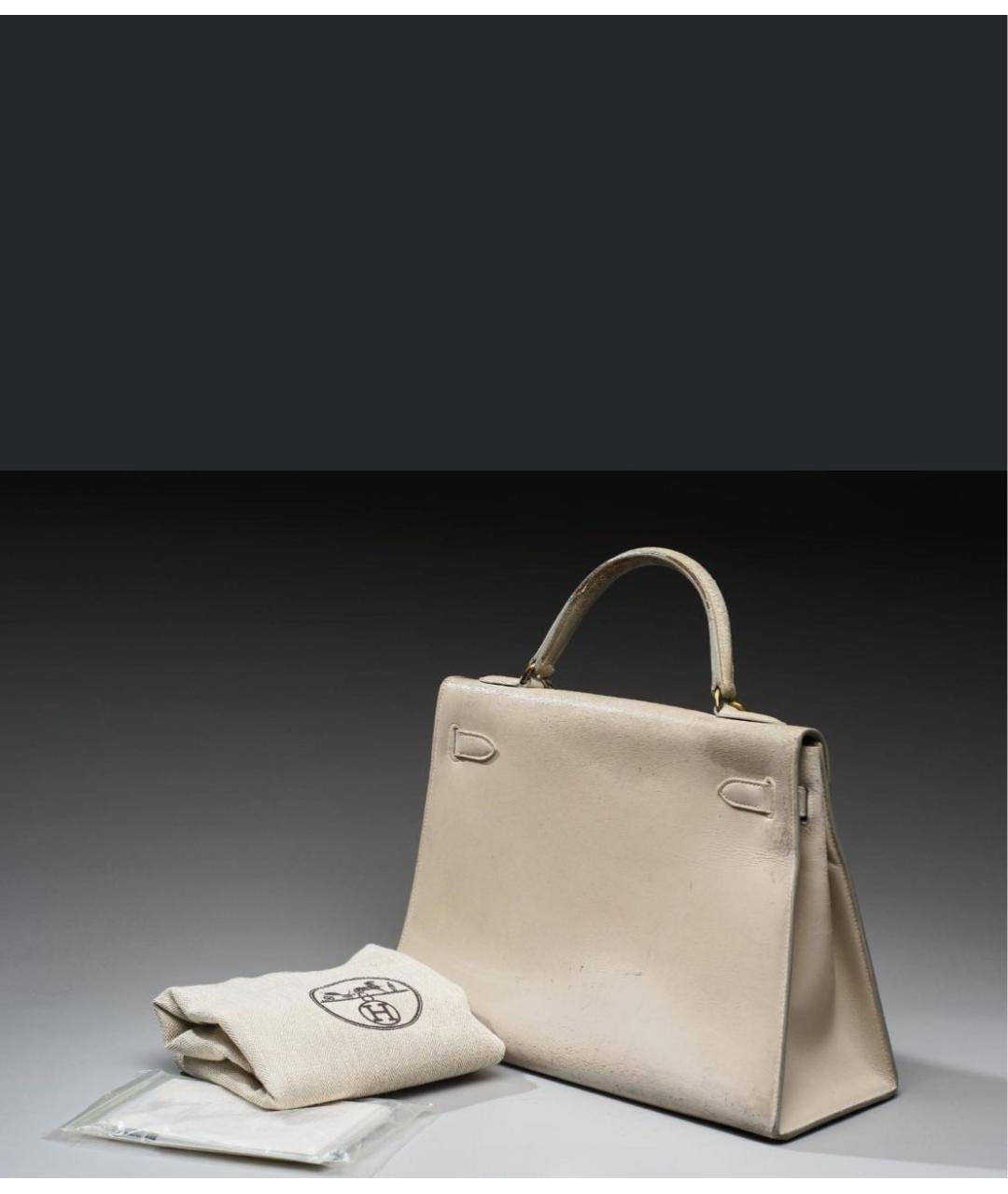 HERMES Бежевая кожаная сумка с короткими ручками, фото 2