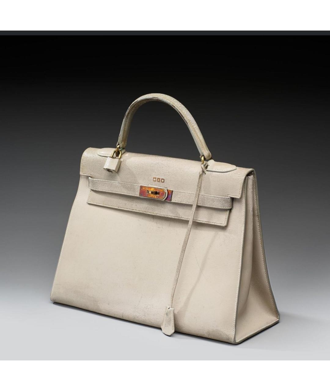 HERMES Бежевая кожаная сумка с короткими ручками, фото 4