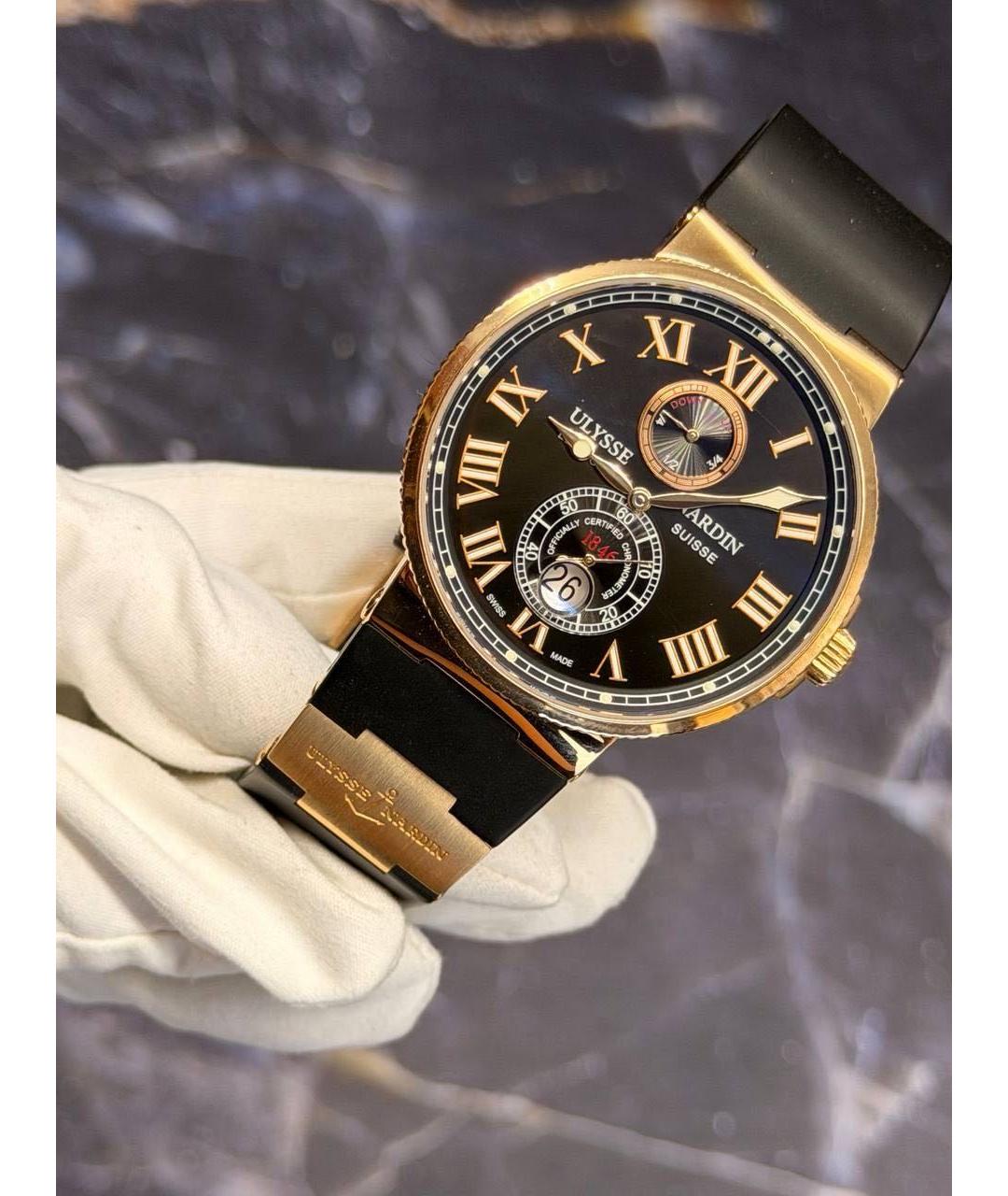 Ulysse Nardin Черные часы из розового золота, фото 8