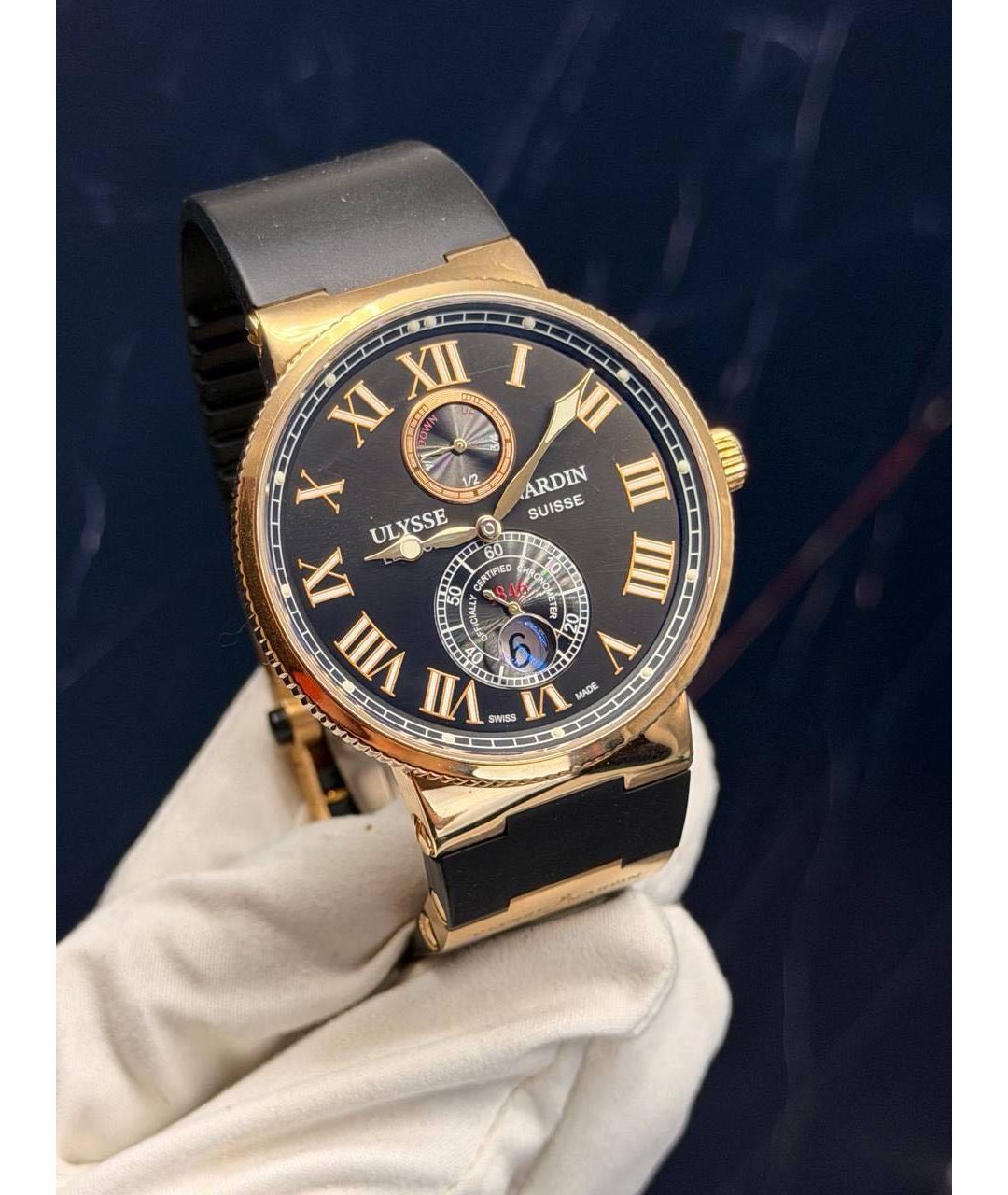 Ulysse Nardin Черные часы из розового золота, фото 2