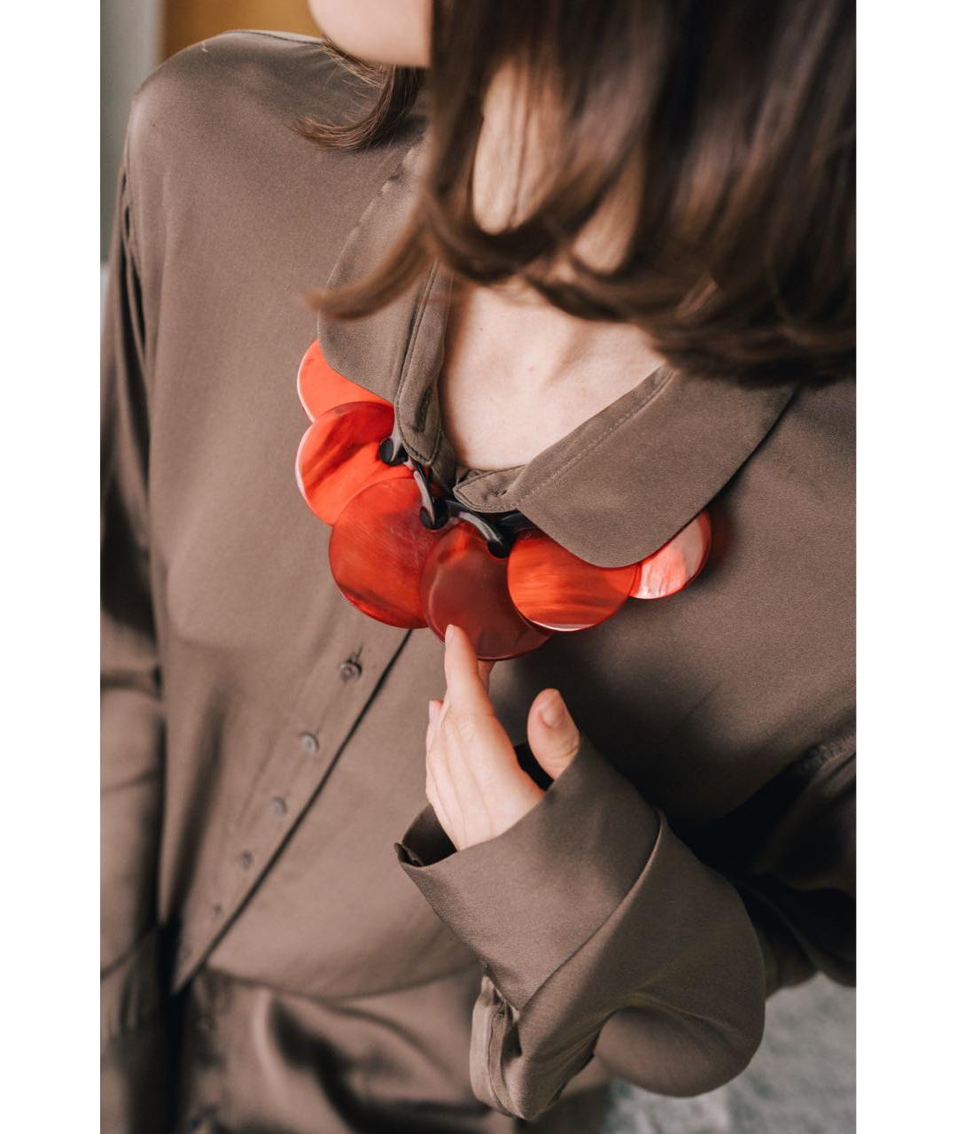 MARNI Бордовое пластиковое колье, фото 3