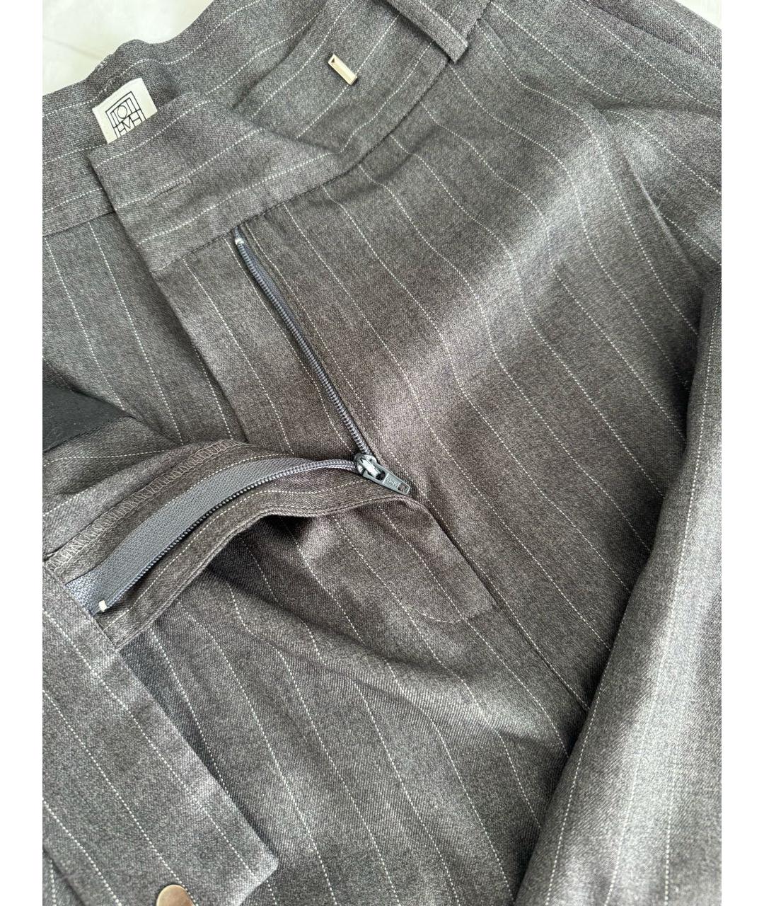 TOTEME Серые вискозные прямые брюки, фото 4