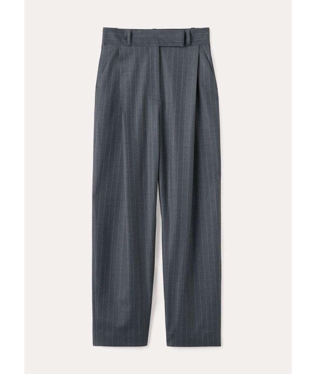 TOTEME Серые вискозные прямые брюки, фото 9