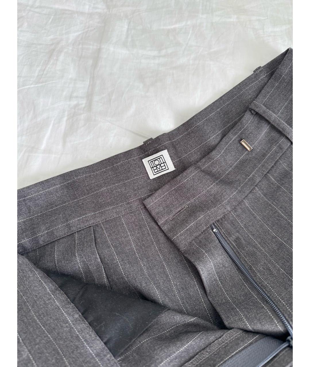 TOTEME Серые вискозные прямые брюки, фото 3