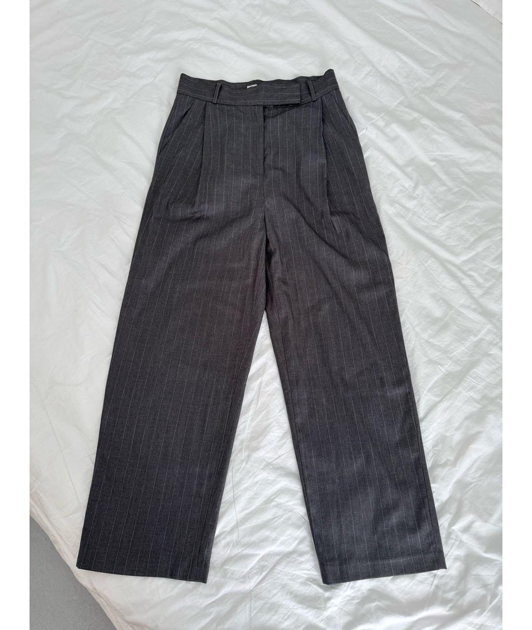 TOTEME Серые вискозные прямые брюки, фото 2