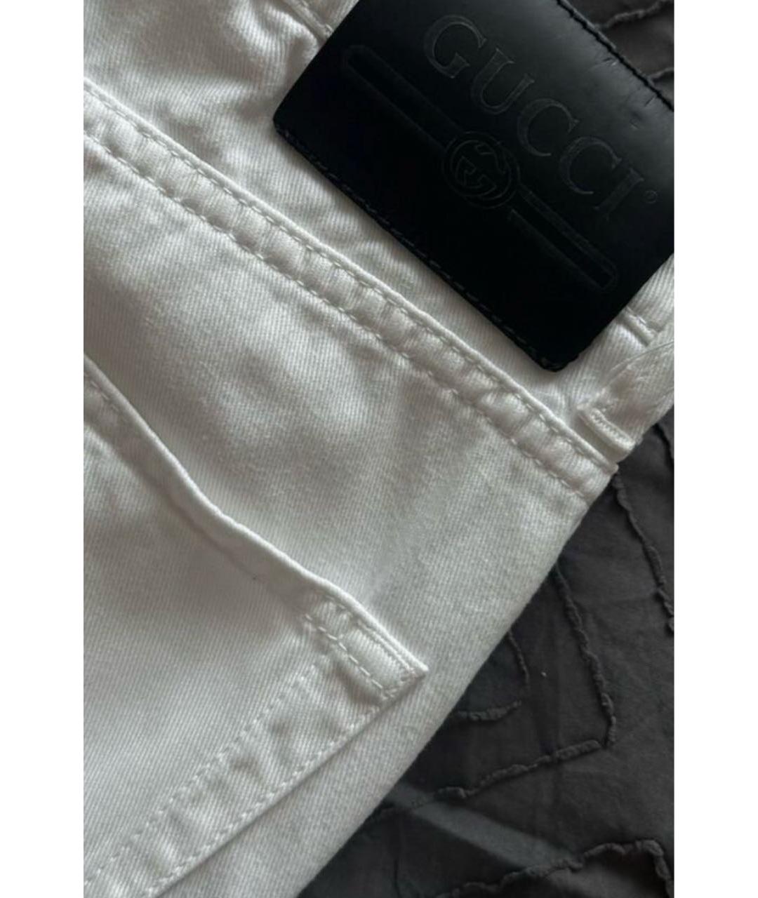 GUCCI Белые хлопковые джинсы клеш, фото 3