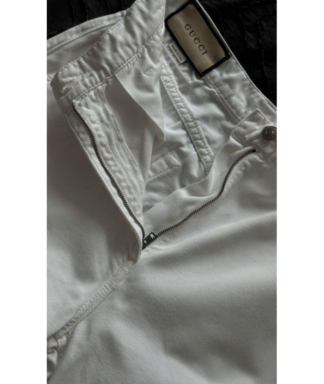 GUCCI Белые хлопковые джинсы клеш, фото 4