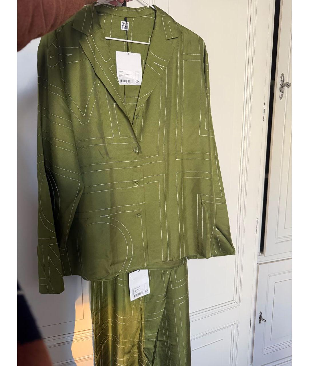 TOTEME Зеленый шелковый костюм с брюками, фото 2