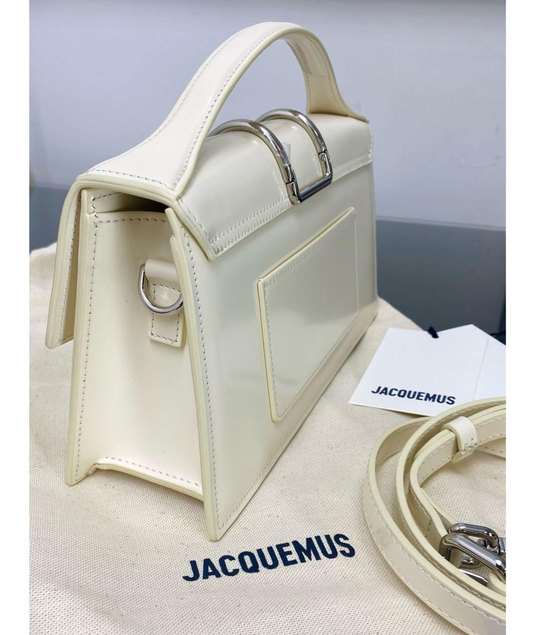 JACQUEMUS Белая кожаная сумка через плечо, фото 2