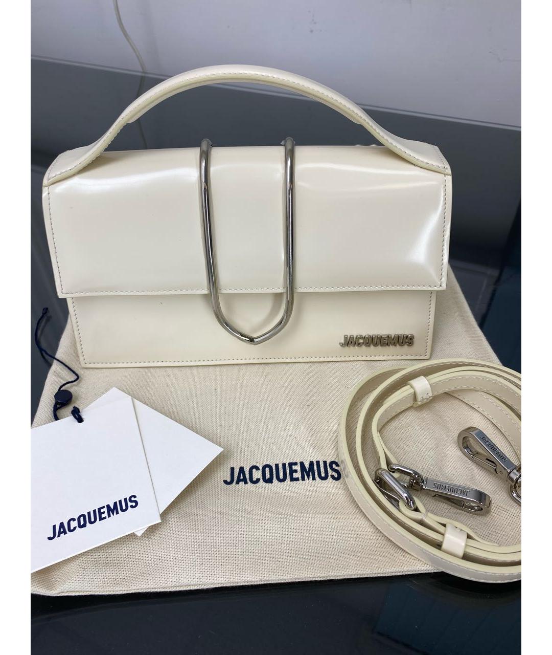 JACQUEMUS Белая кожаная сумка через плечо, фото 4