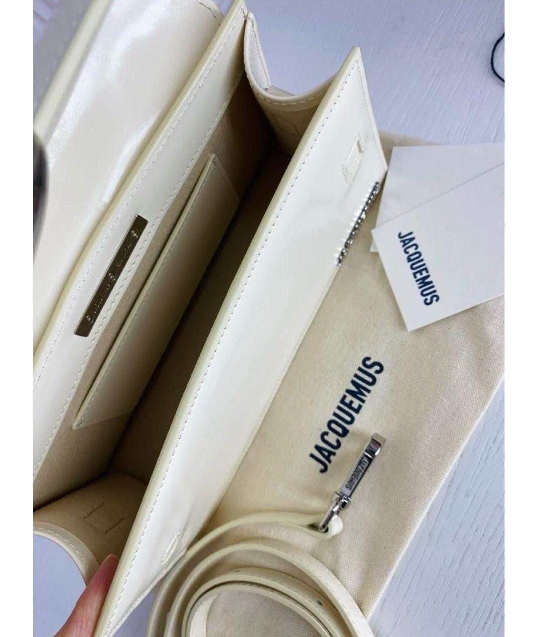 JACQUEMUS Белая кожаная сумка через плечо, фото 3