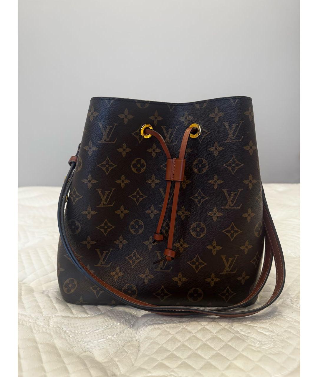 LOUIS VUITTON Коричневая кожаная сумка через плечо, фото 5