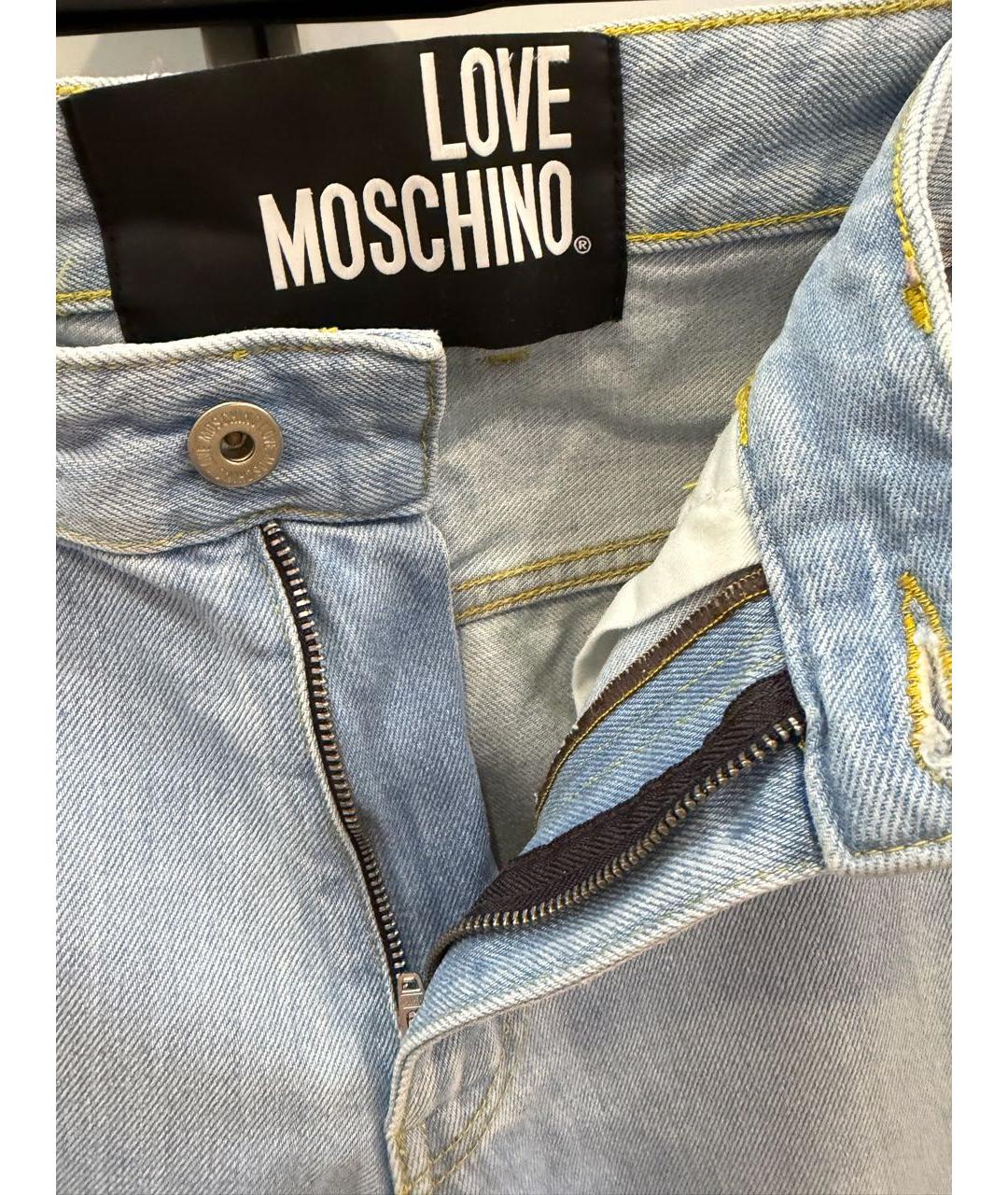 LOVE MOSCHINO Голубые хлопковые прямые джинсы, фото 6