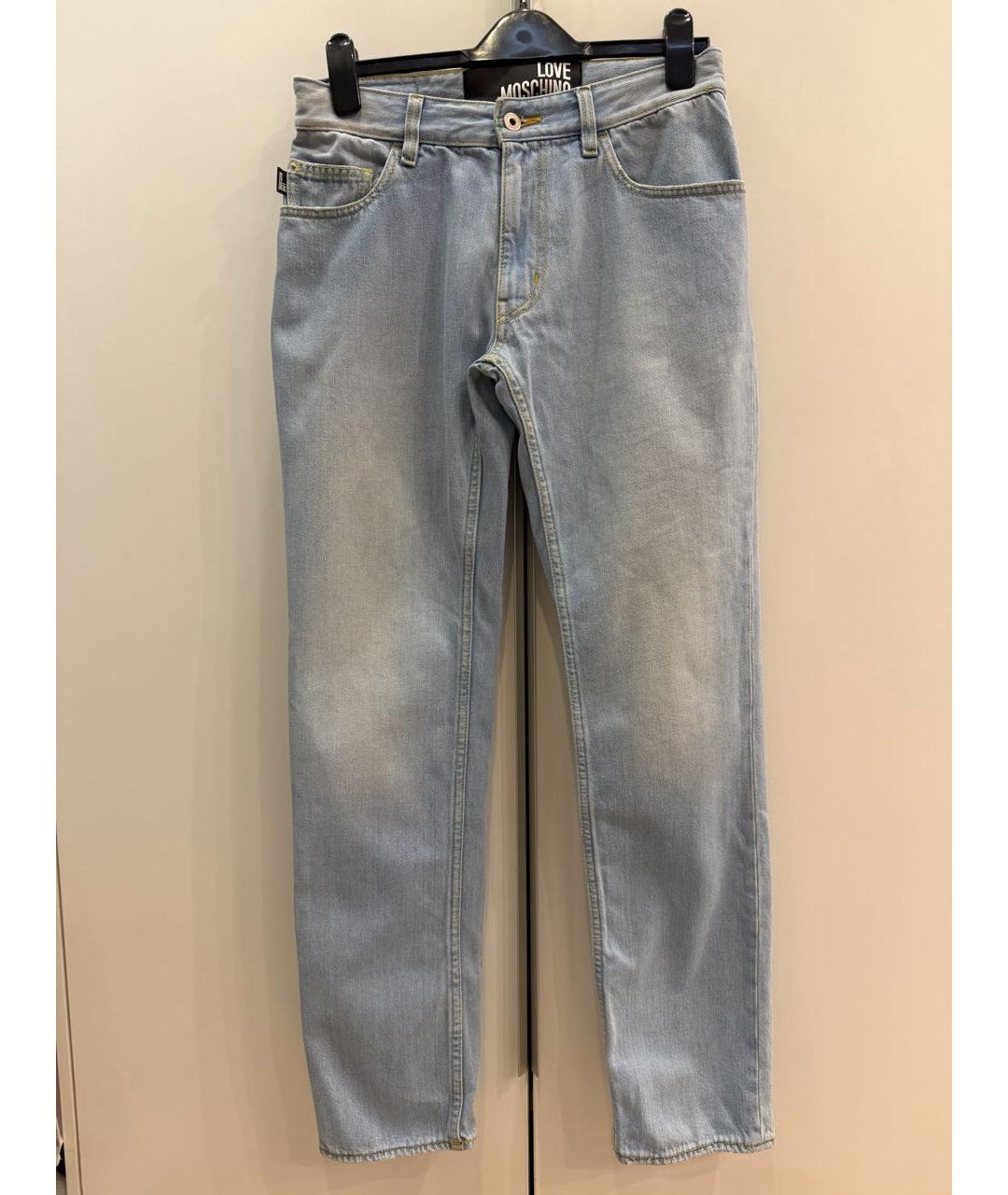 LOVE MOSCHINO Голубые хлопковые прямые джинсы, фото 8