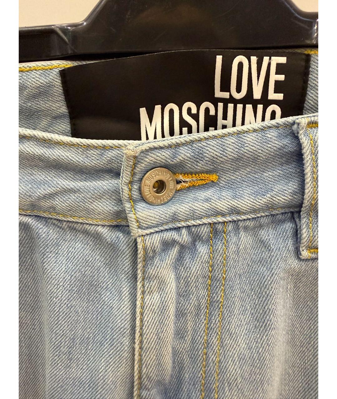 LOVE MOSCHINO Голубые хлопковые прямые джинсы, фото 3