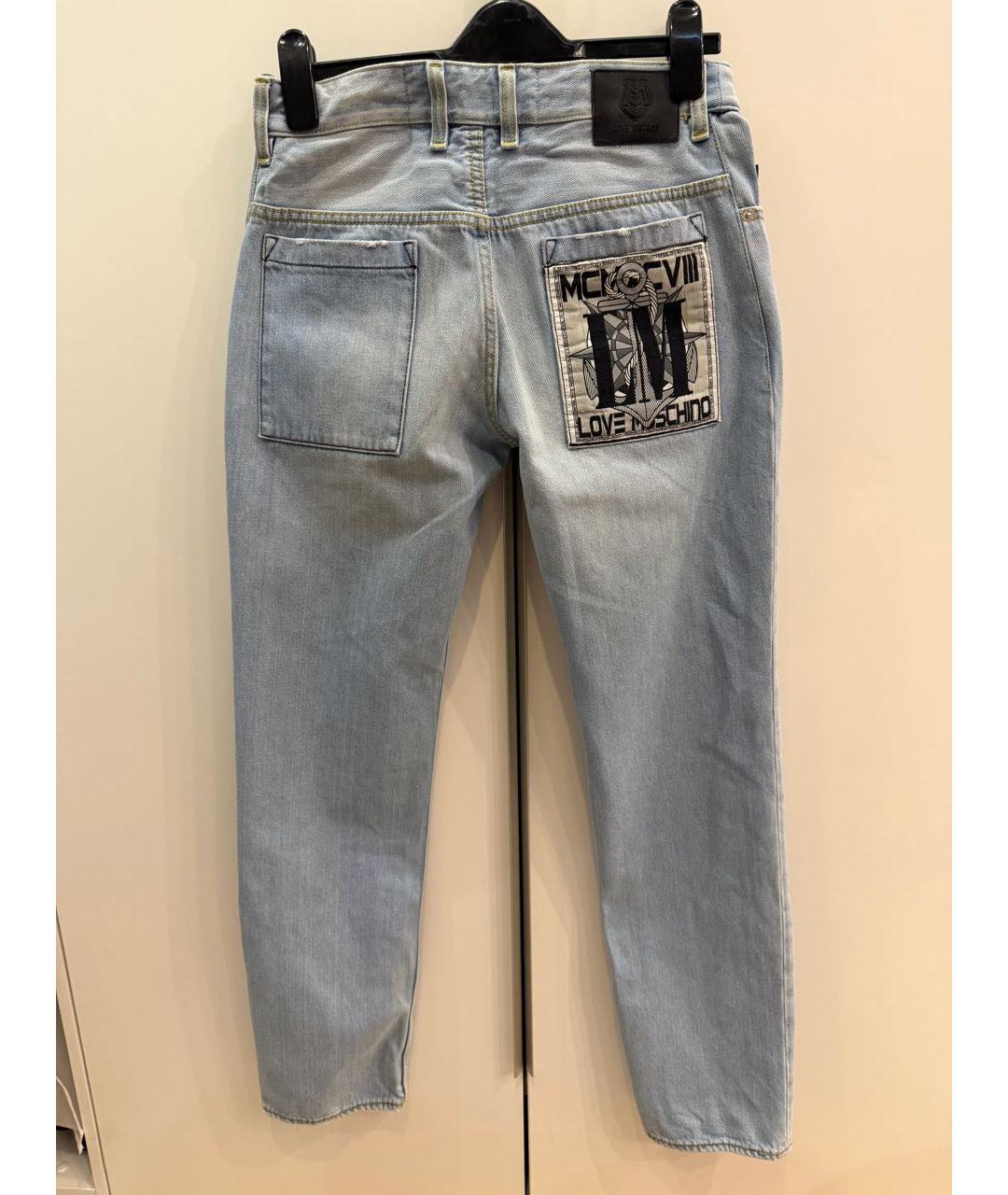 LOVE MOSCHINO Голубые хлопковые прямые джинсы, фото 2