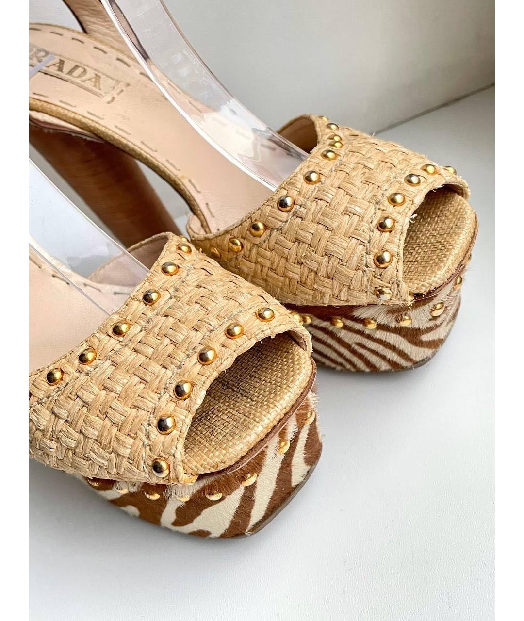PRADA Бежевые босоножки, фото 8