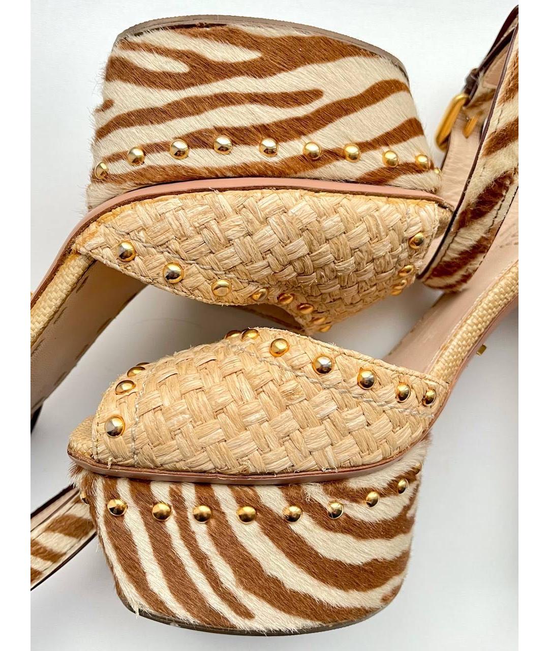 PRADA Бежевые босоножки, фото 6