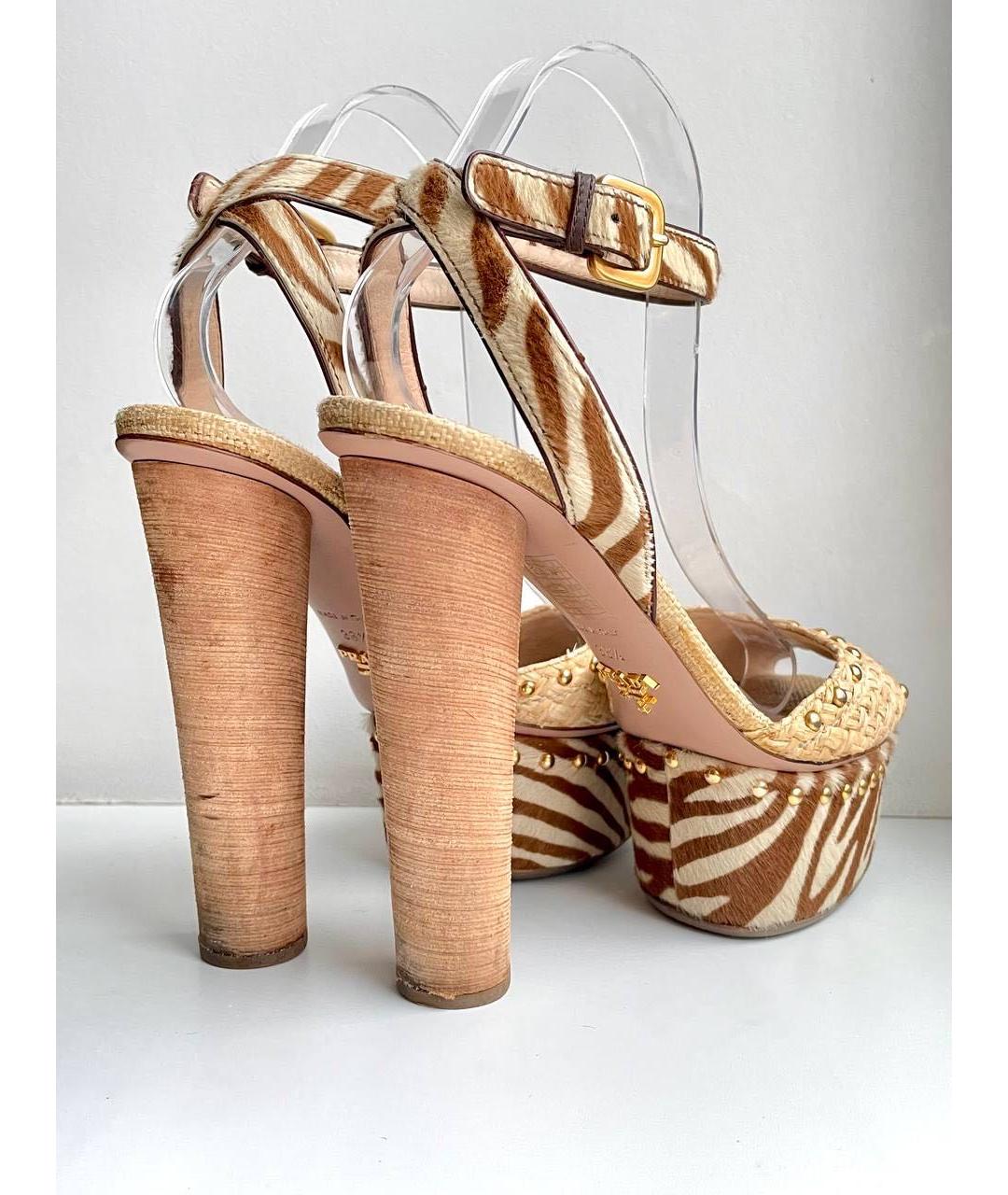 PRADA Бежевые босоножки, фото 4