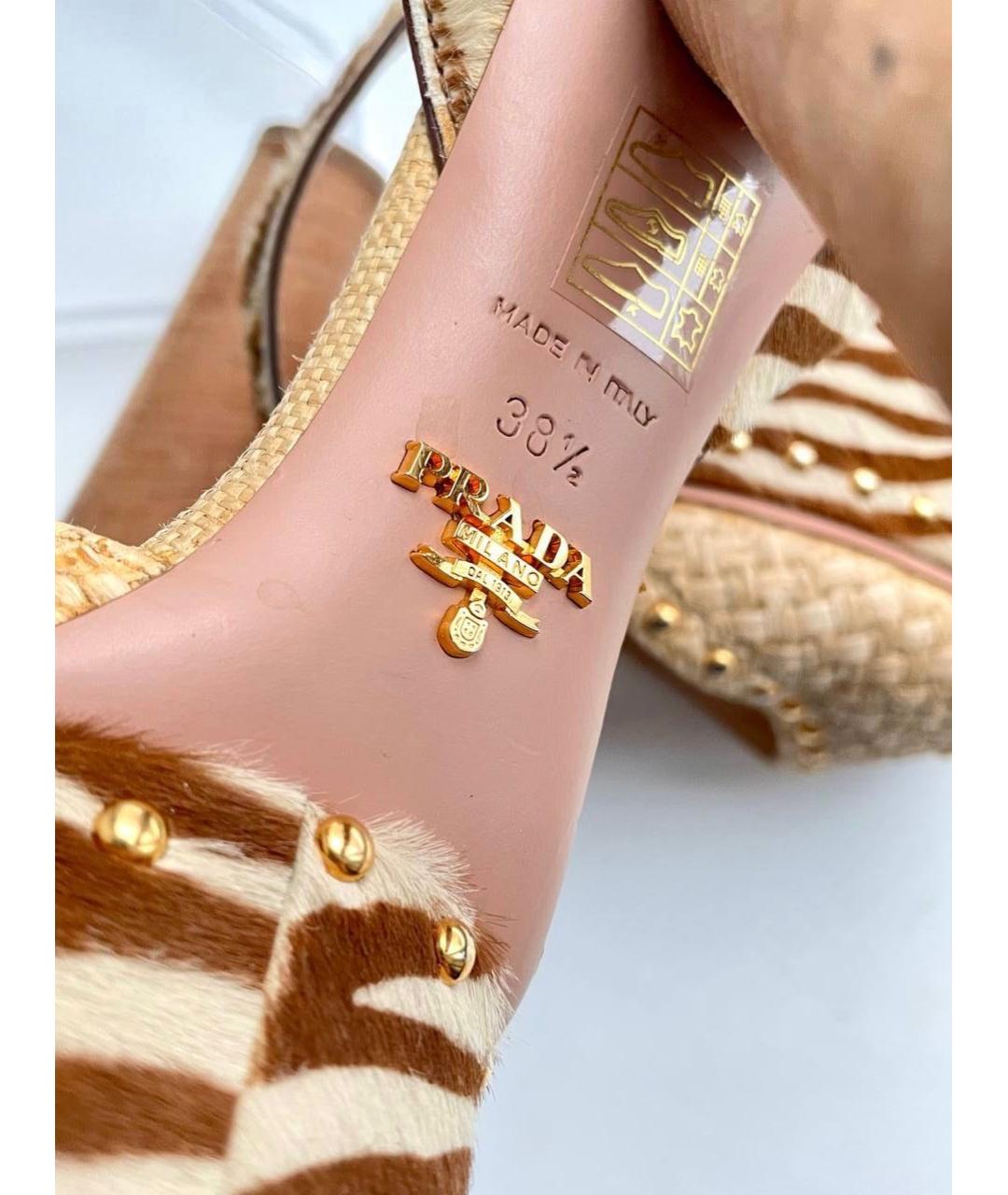 PRADA Бежевые босоножки, фото 7