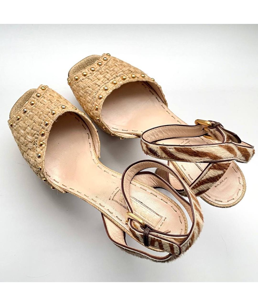 PRADA Бежевые босоножки, фото 5