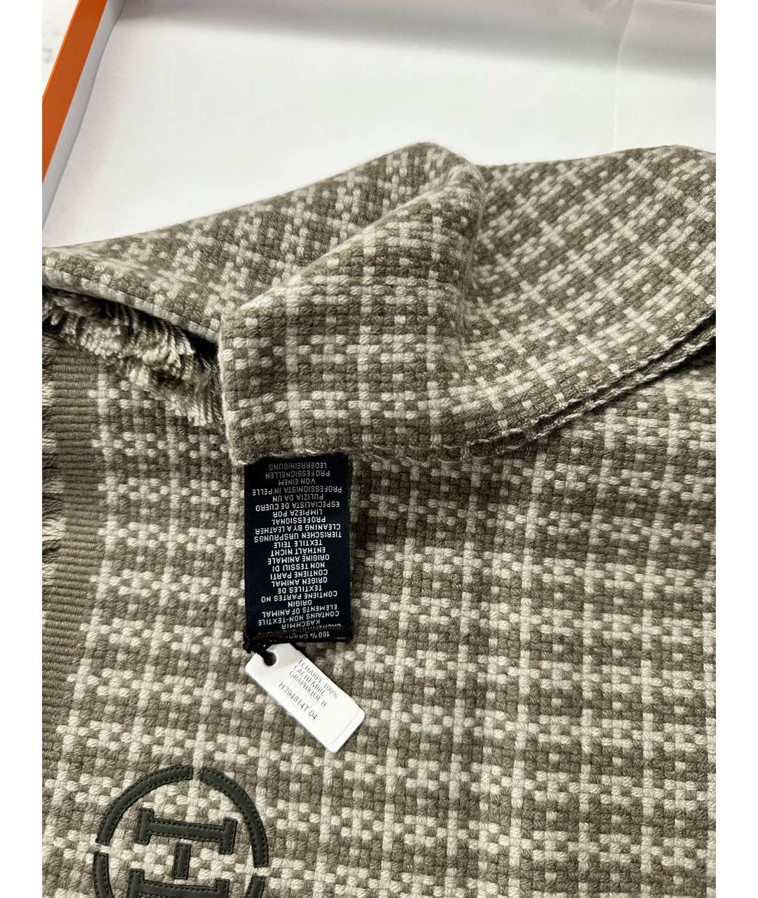 HERMES Бежевый кашемировый шарф, фото 6