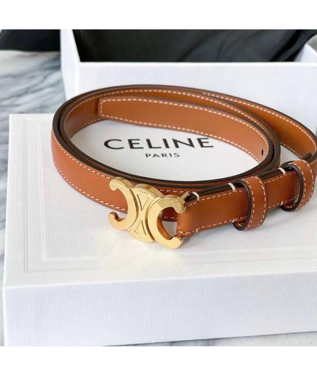 CELINE Коричневый кожаный ремень, фото 4