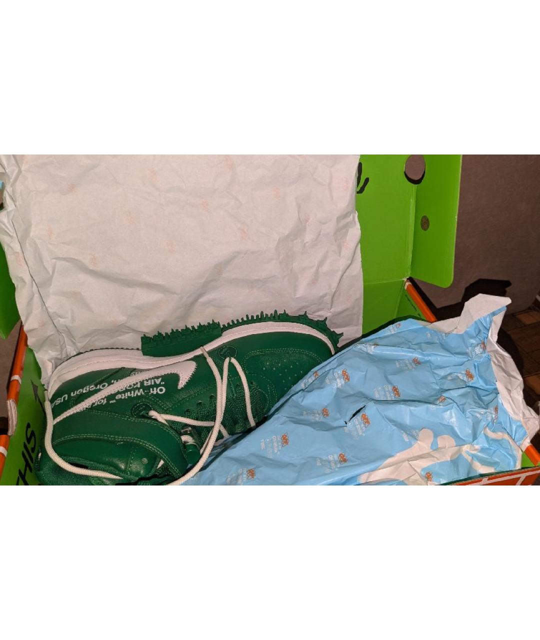 NIKE X OFF-WHITE Зеленые кожаные высокие кроссовки / кеды, фото 7