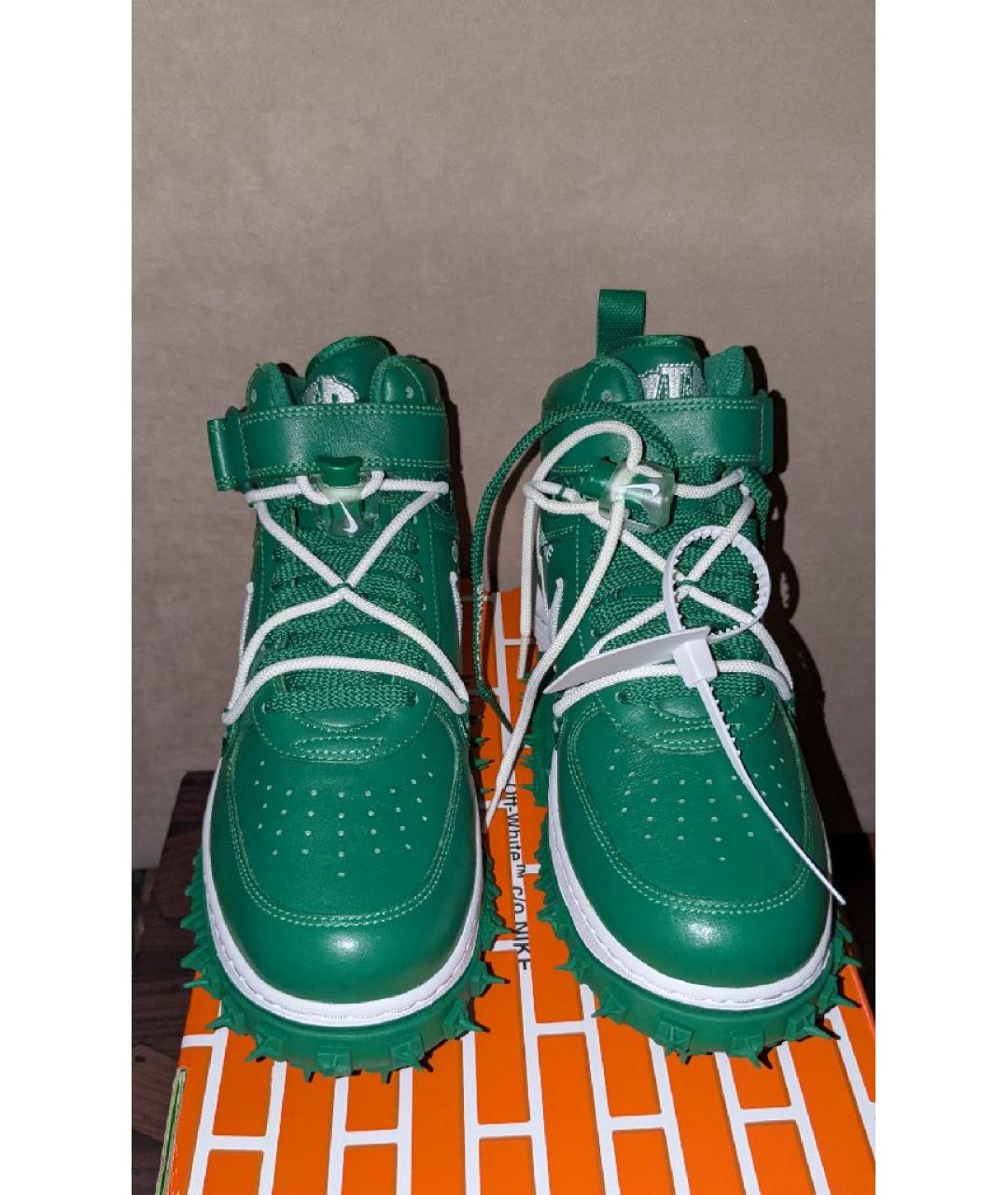 NIKE X OFF-WHITE Зеленые кожаные высокие кроссовки / кеды, фото 2