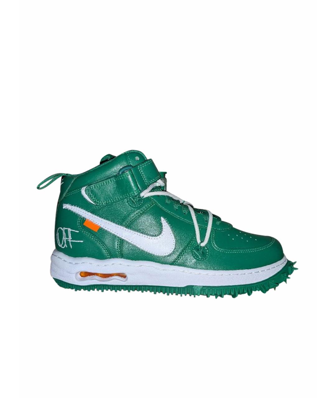 NIKE X OFF-WHITE Зеленые кожаные высокие кроссовки / кеды, фото 1
