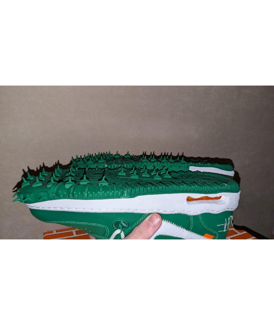 NIKE X OFF-WHITE Зеленые кожаные высокие кроссовки / кеды, фото 4