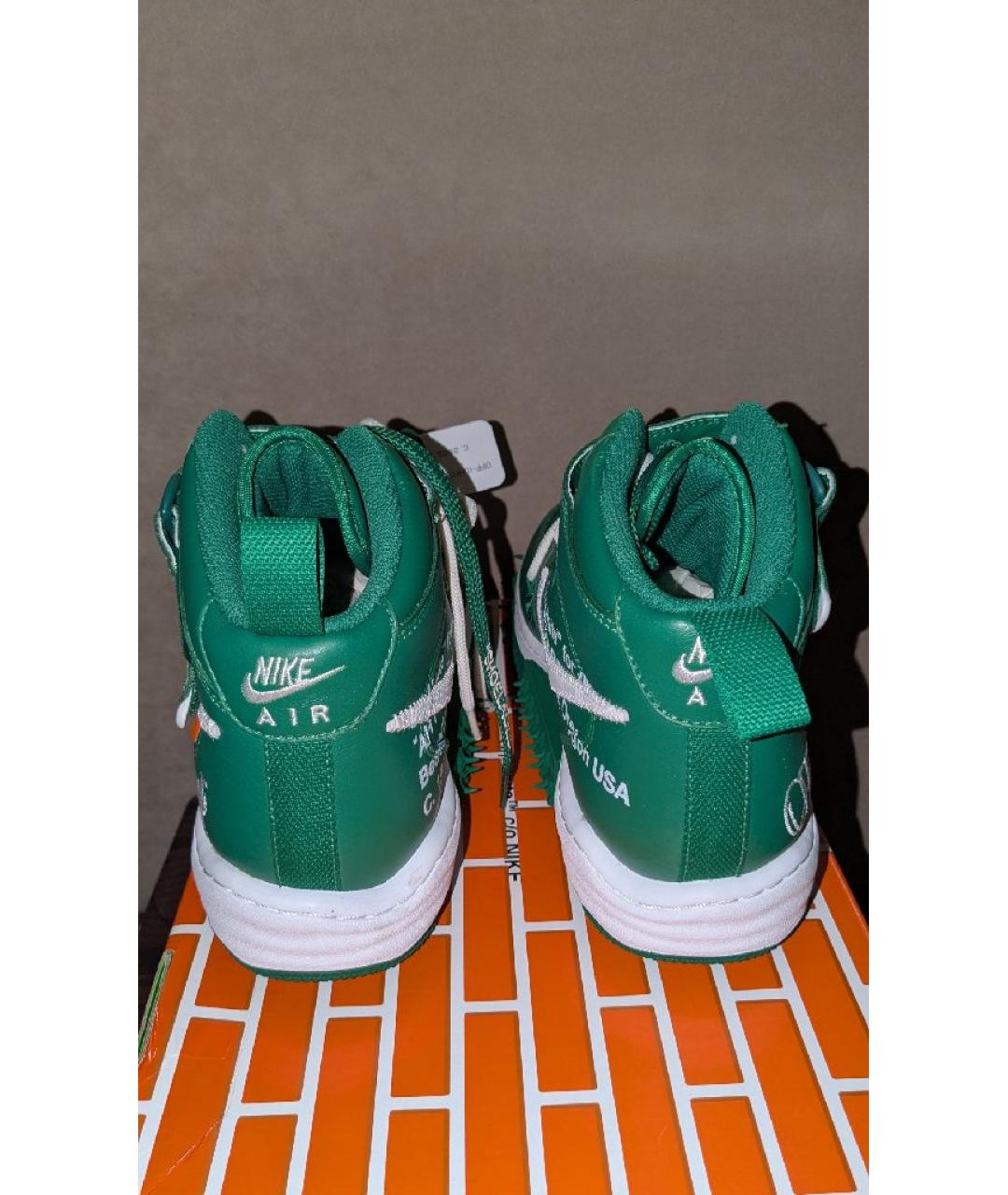 NIKE X OFF-WHITE Зеленые кожаные высокие кроссовки / кеды, фото 3