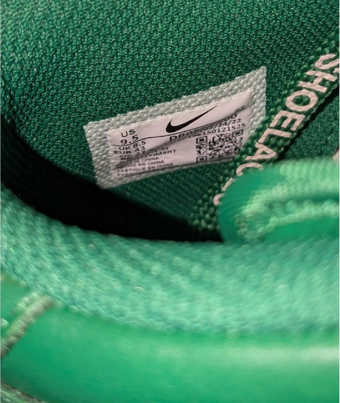 NIKE X OFF-WHITE Зеленые кожаные высокие кроссовки / кеды, фото 6