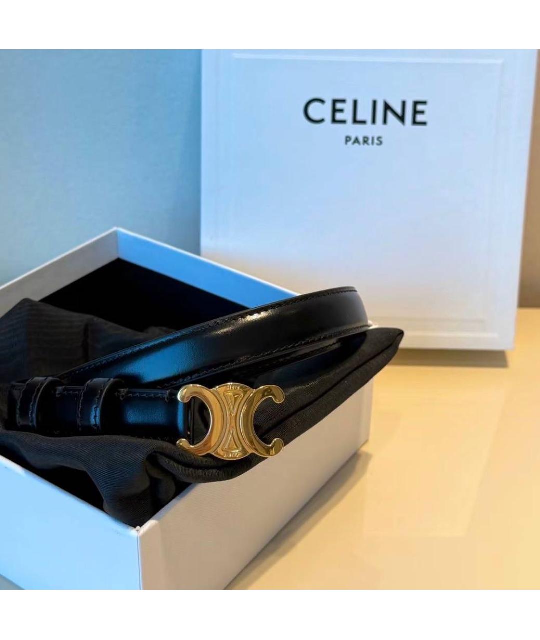 CELINE Черный кожаный ремень, фото 4