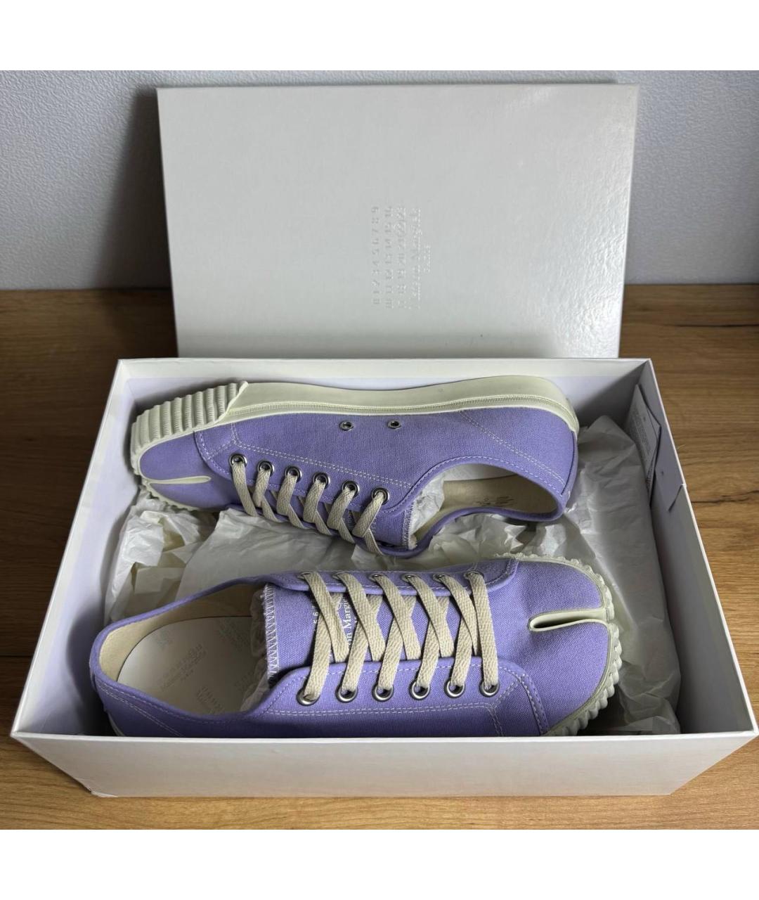 MAISON MARGIELA Фиолетовые текстильные низкие кроссовки / кеды, фото 6