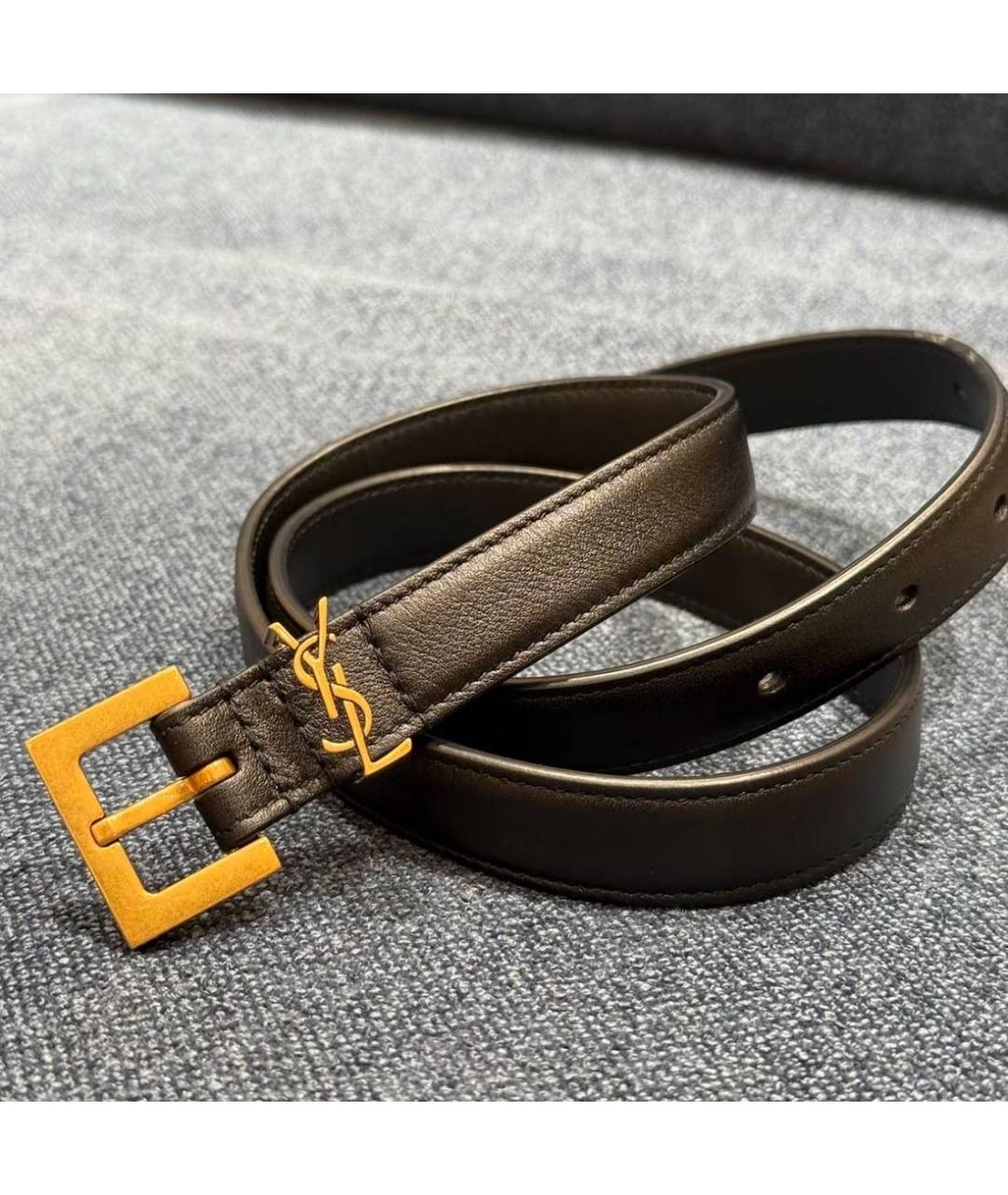 SAINT LAURENT Черный кожаный ремень, фото 3