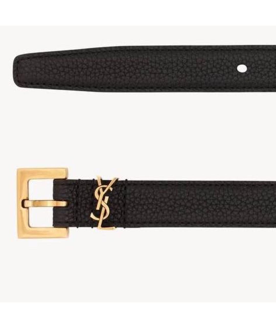 SAINT LAURENT Черный кожаный ремень, фото 2