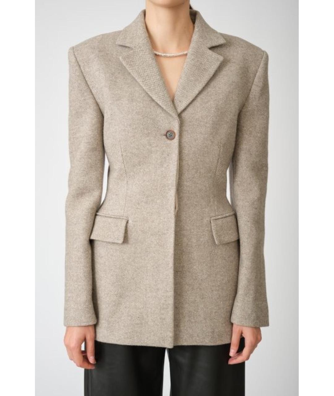 MAGDA BUTRYM Бежевый шерстяной жакет/пиджак, фото 5