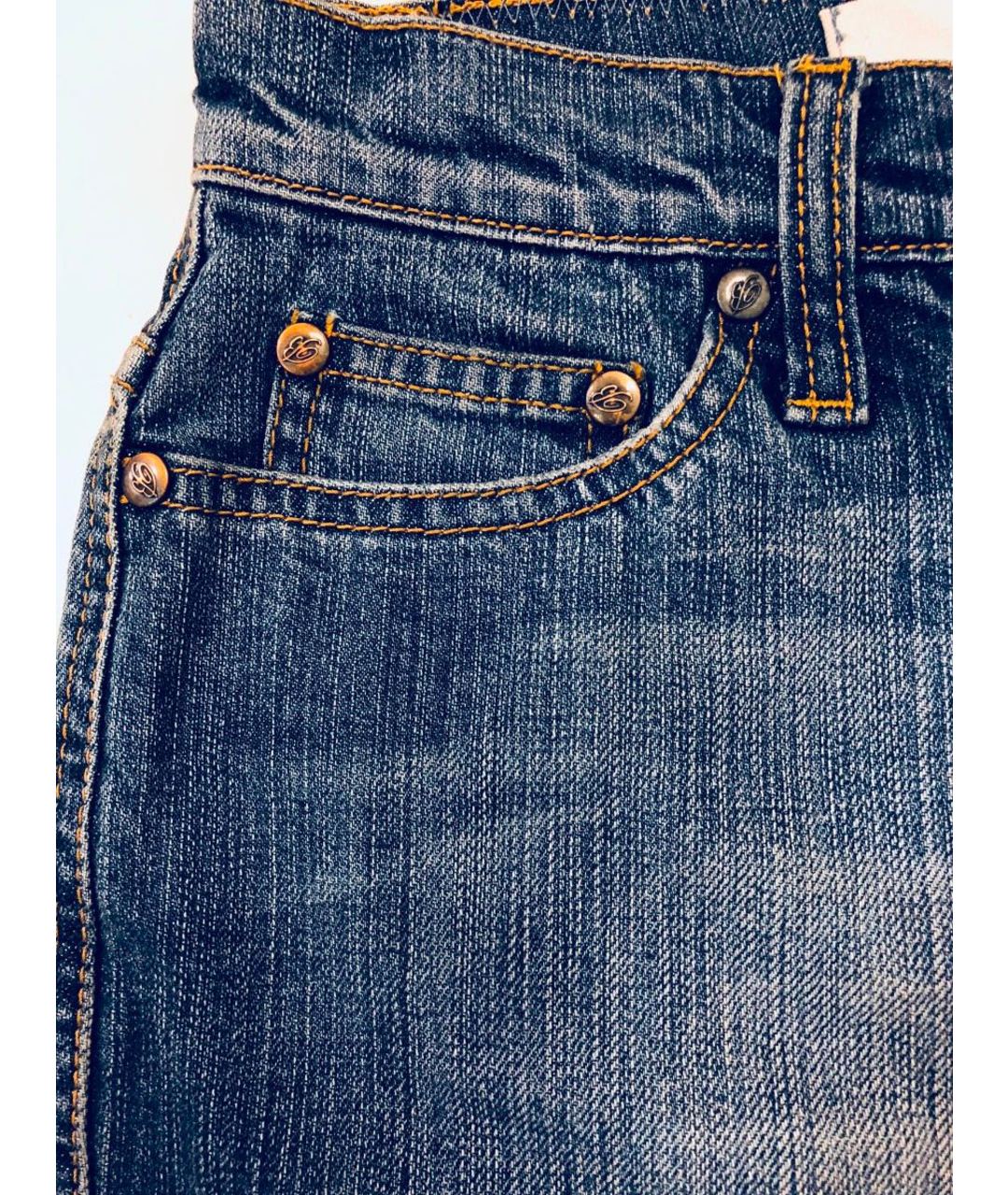 BLUMARINE Синяя хлопко-эластановая юбка мини, фото 7