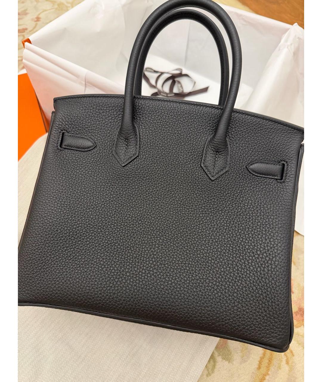 HERMES Черная кожаная сумка с короткими ручками, фото 2