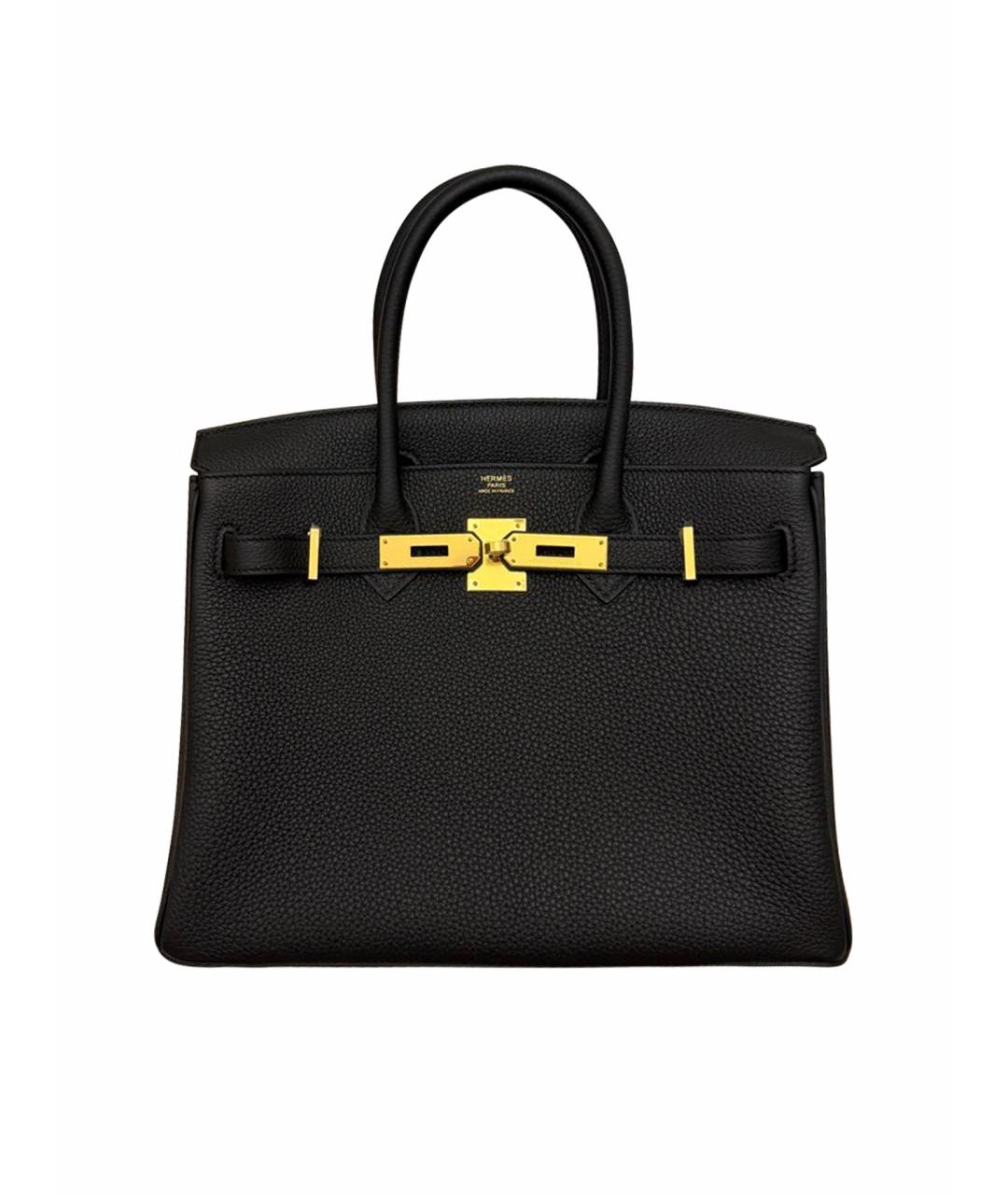 HERMES Черная кожаная сумка с короткими ручками, фото 1