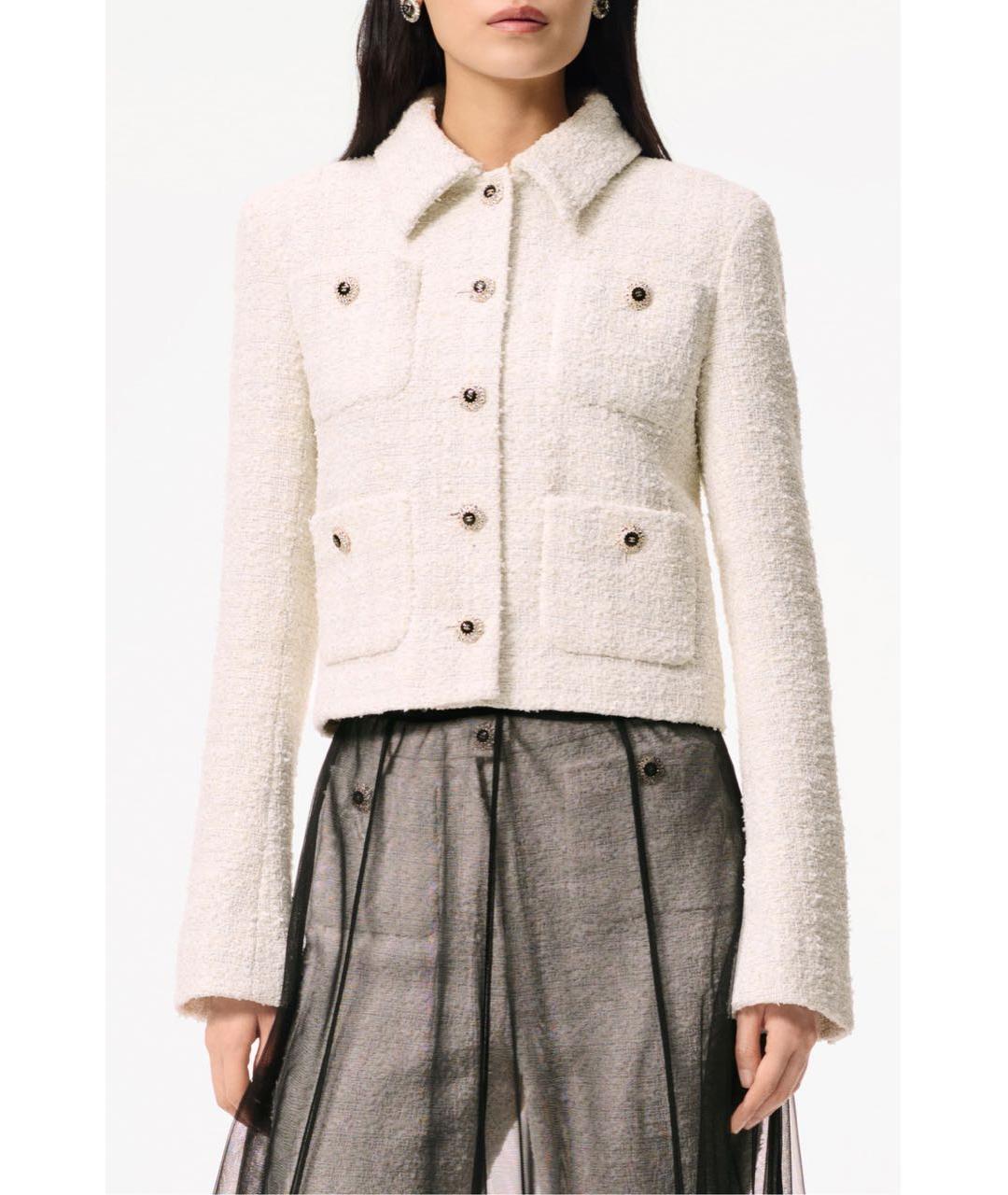 CHANEL Белый твидовый жакет/пиджак, фото 5
