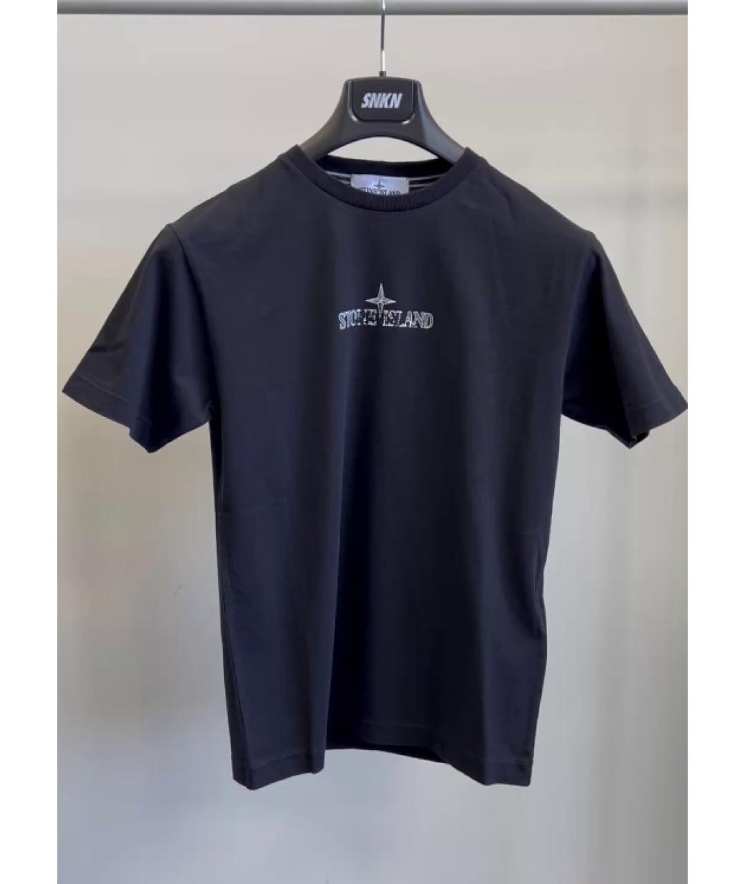 STONE ISLAND Черная хлопковая футболка, фото 5