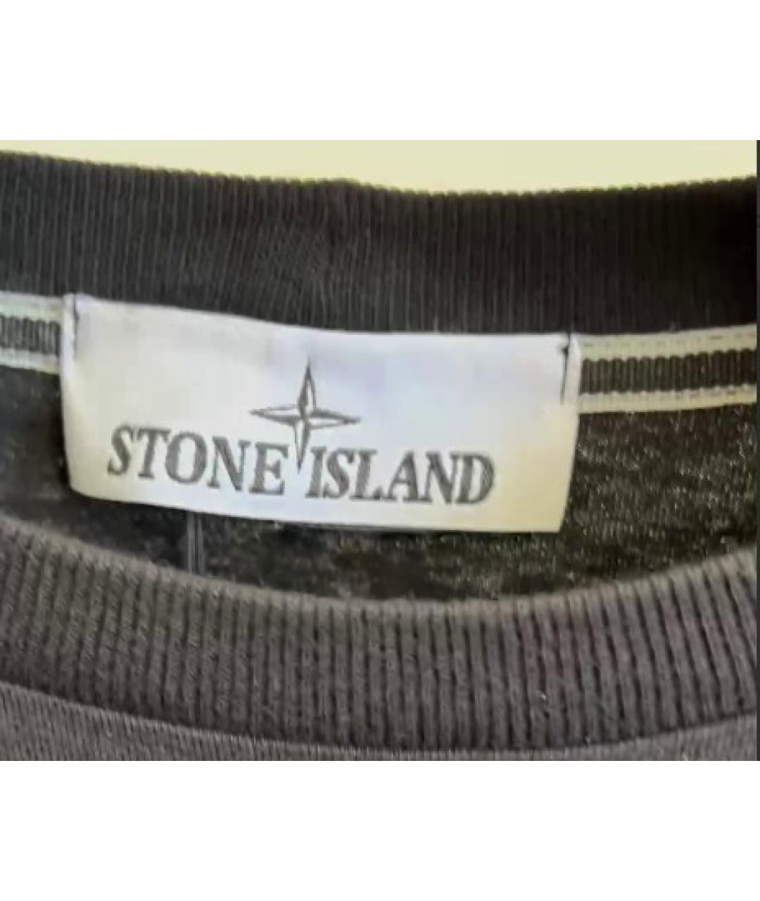 STONE ISLAND Черная хлопковая футболка, фото 3