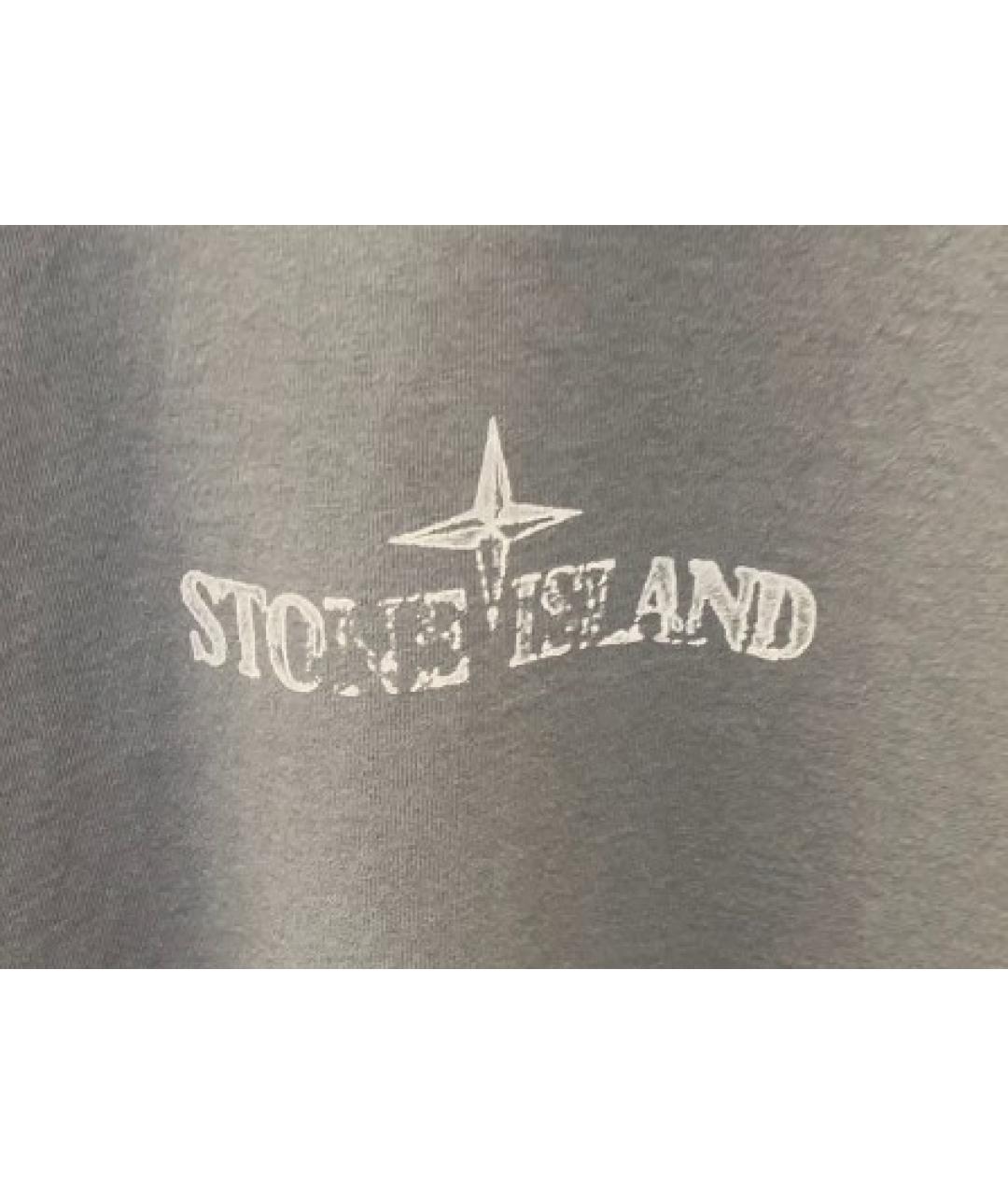 STONE ISLAND Серая хлопковая футболка, фото 3