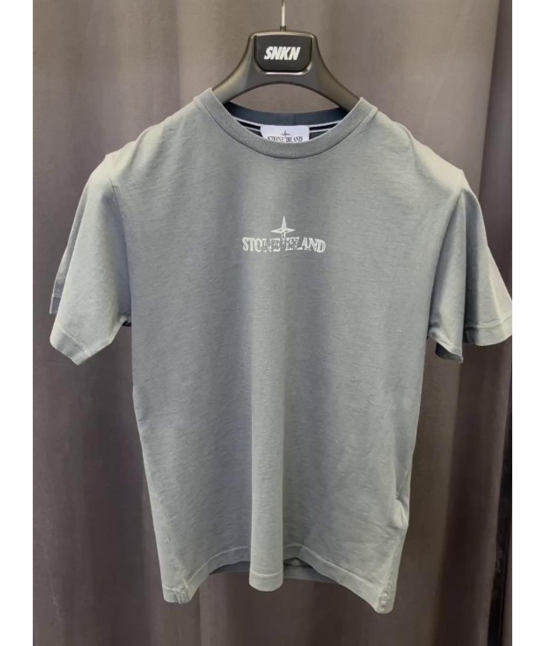 STONE ISLAND Серая хлопковая футболка, фото 4