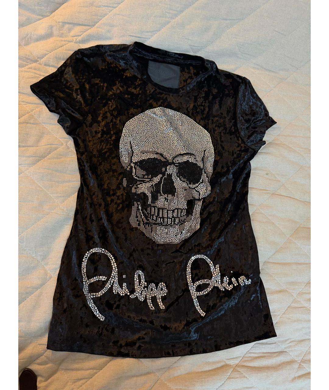 PHILIPP PLEIN Черная полиэстеровая футболка, фото 6