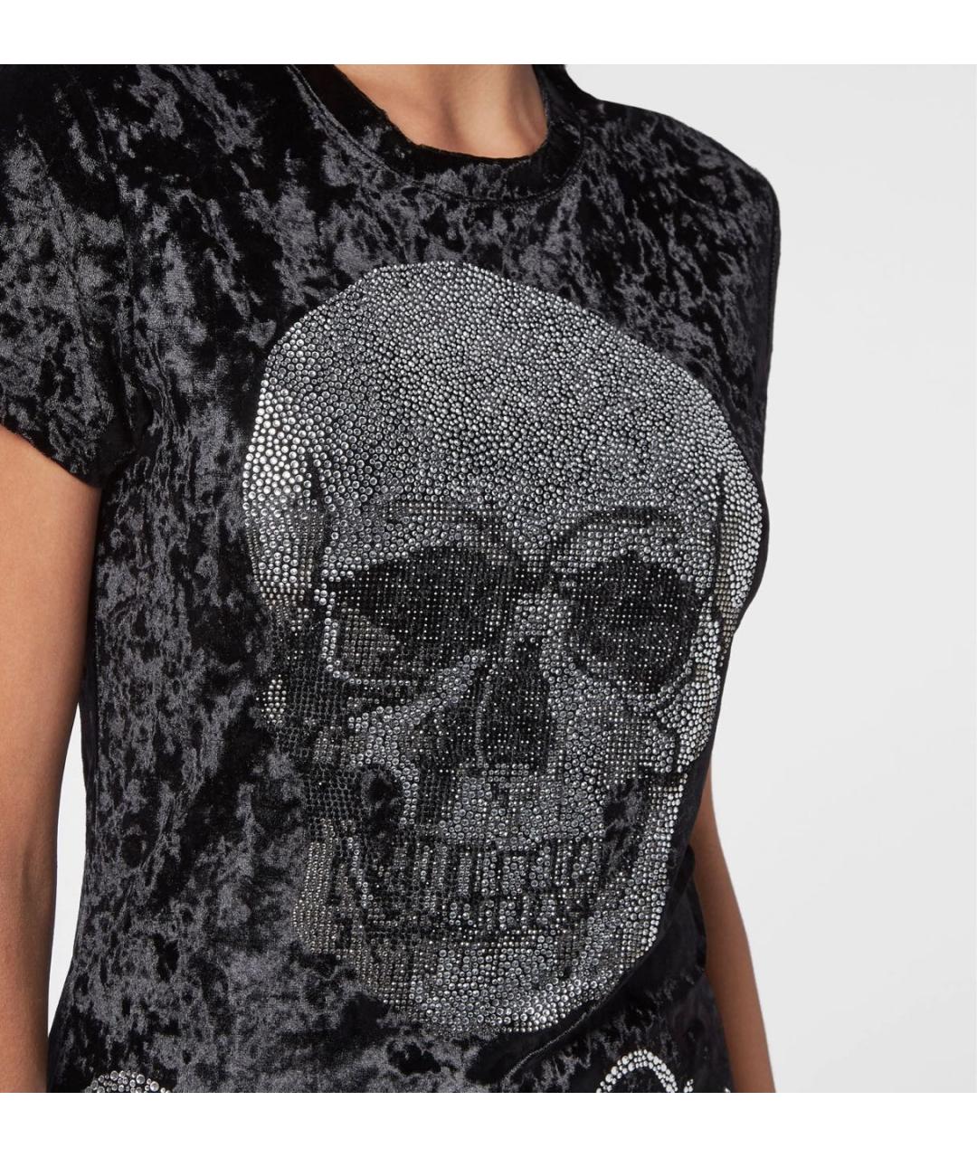 PHILIPP PLEIN Черная полиэстеровая футболка, фото 8