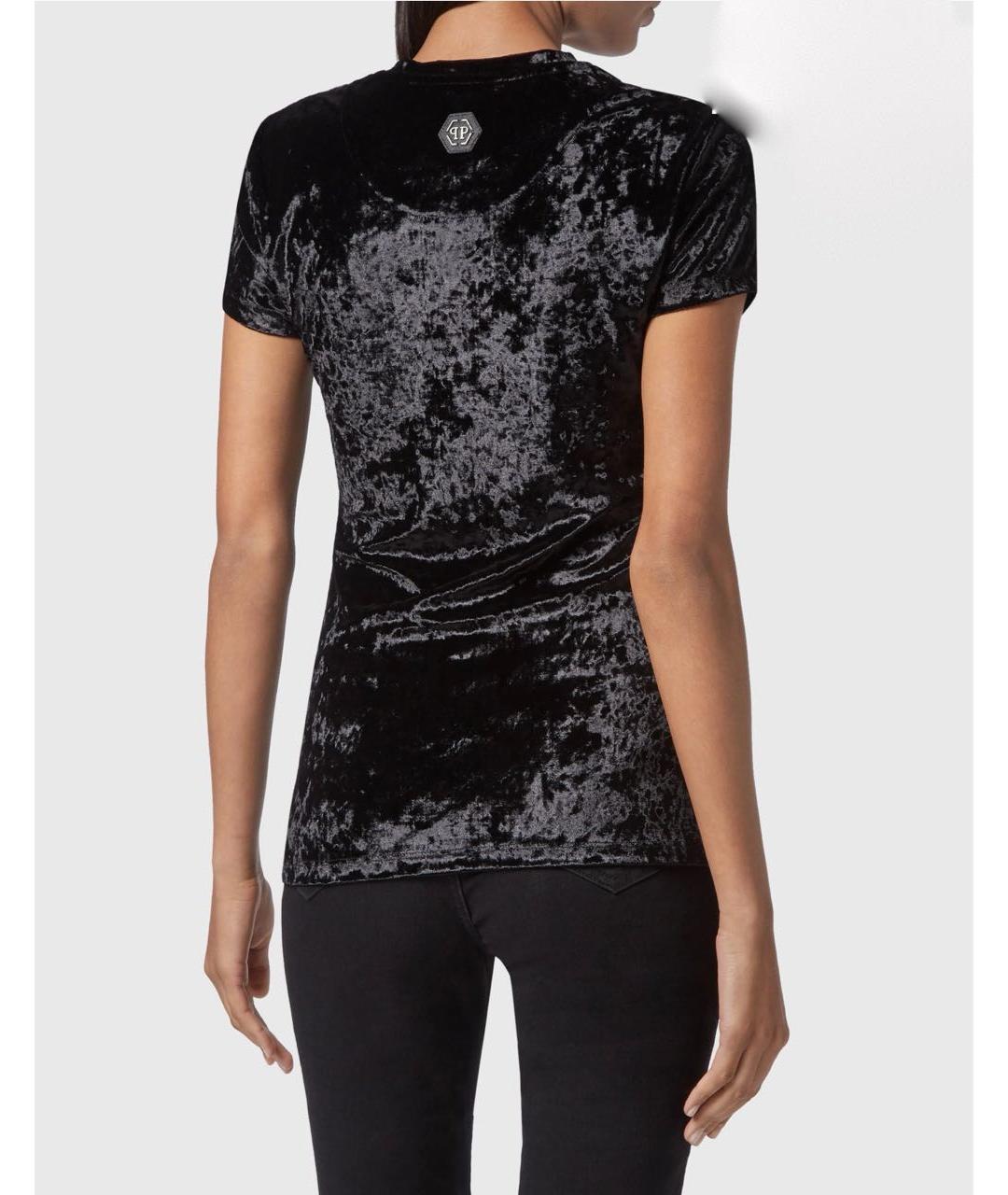 PHILIPP PLEIN Черная полиэстеровая футболка, фото 2